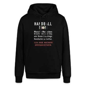Handball Mama - Stanley/Stella Unisex Hoodie SOUNDER - Schwarz - Vorne - Alina (178cm) & Michal (187cm)