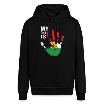 Kurdistan Love, My DNA Is Kurdish, Kurdistan Flag - Stanley/Stella Unisex Hoodie SOUNDER - Schwarz - Vorne - Alina (178cm) & Michal (187cm)