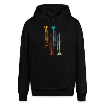 Trompete vintage Retro Trompeter Geschenk - Stanley/Stella Unisex Hoodie SOUNDER - Schwarz - Vorne - Alina (178cm) & Michal (187cm)