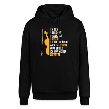 Violine Geiger - Stanley/Stella Unisex Hoodie SOUNDER - Schwarz - Vorne - Alina (178cm) & Michal (187cm)