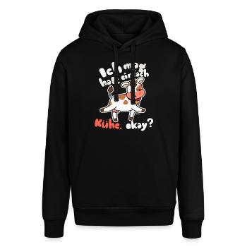 Ich mag halt einfach Kühe Landwirt Bauer - Stanley/Stella Unisex Hoodie SOUNDER - Schwarz - Vorne - Alina (178cm) & Michal (187cm)