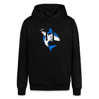 WInkender Hai Weißer Hai Haifischflosse Raubtier - Stanley/Stella Unisex Hoodie SOUNDER - Schwarz - Vorne - Alina (178cm) & Michal (187cm)