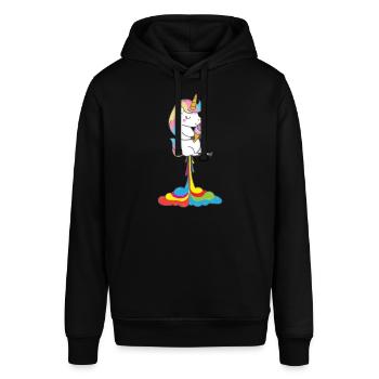 Einhorn Einhörner Pups - Stanley/Stella Unisex Hoodie SOUNDER - Schwarz - Vorne - Alina (178cm) & Michal (187cm)