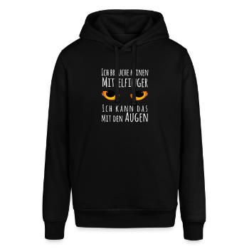 Ich brauche keinen Mittelfinger Augen Meme Spruch - Stanley/Stella Unisex Hoodie SOUNDER - Schwarz - Vorne - Alina (178cm) & Michal (187cm)