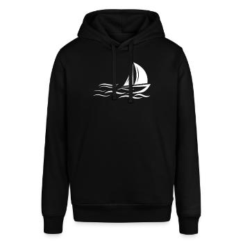 Weißes Segelboot - Stanley/Stella Unisex Hoodie SOUNDER - Schwarz - Vorne - Alina (178cm) & Michal (187cm)