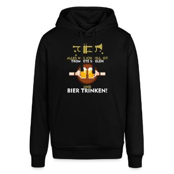 Trompete shirt • Bier shirt • Musiker Geschenk - Stanley/Stella Unisex Hoodie SOUNDER - Schwarz - Vorne - Alina (178cm) & Michal (187cm)