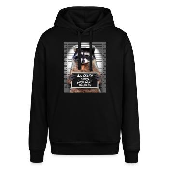 Waschbär Polizeifoto Raccoon im Knast Gefängnis - Stanley/Stella Unisex Hoodie SOUNDER - Schwarz - Vorne - Alina (178cm) & Michal (187cm)