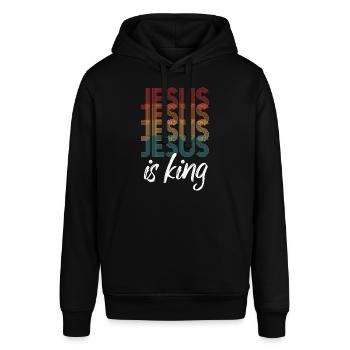 Jesus is king - Stanley/Stella Unisex Hoodie SOUNDER - Schwarz - Vorne - Alina (178cm) & Michal (187cm)