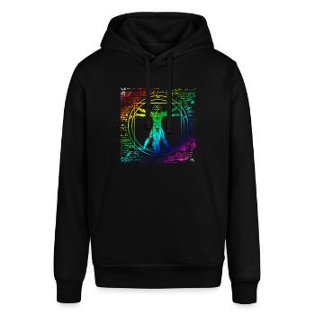 Gay Pride Leonardo Da Vinci Vitruvian Rainbow - Stanley/Stella SOUNDER Unisex Hoodie - black - Front - Alina (178cm) & Michal (187cm)
