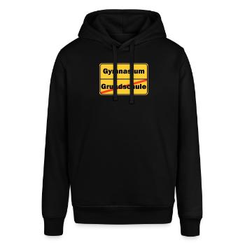 Grundschule Gymnasium Ortsschild Schule - Stanley/Stella Unisex Hoodie SOUNDER - Schwarz - Vorne - Alina (178cm) & Michal (187cm)