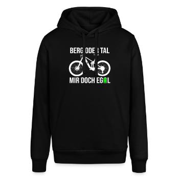 Berg oder Tal Mir Doch Egal E-bike Elektrofahrrad - Stanley/Stella Unisex Hoodie SOUNDER - Schwarz - Vorne - Alina (178cm) & Michal (187cm)