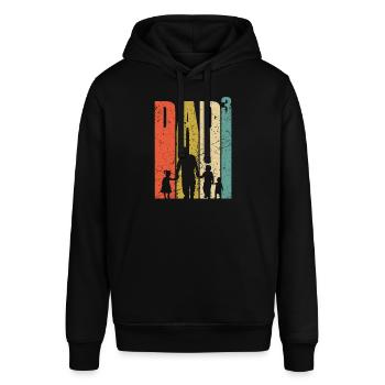 Dad hoch 3 stolzer Vater 3 Kinder dreifacher Papa - Stanley/Stella Unisex Hoodie SOUNDER - Schwarz - Vorne - Alina (178cm) & Michal (187cm)