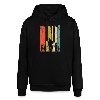 Dad hoch 4 Vater 4 Kinder vierfacher Papa Geschenk - Stanley/Stella Unisex Hoodie SOUNDER - Schwarz - Vorne - Alina (178cm) & Michal (187cm)