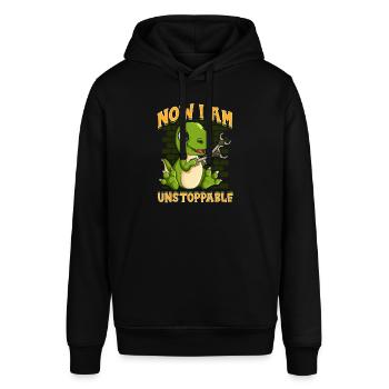 Ich bin unaufhaltsam TRex Funny Short Dinosaur Arms - Stanley/Stella Unisex Hoodie SOUNDER - Schwarz - Vorne - Alina (178cm) & Michal (187cm)