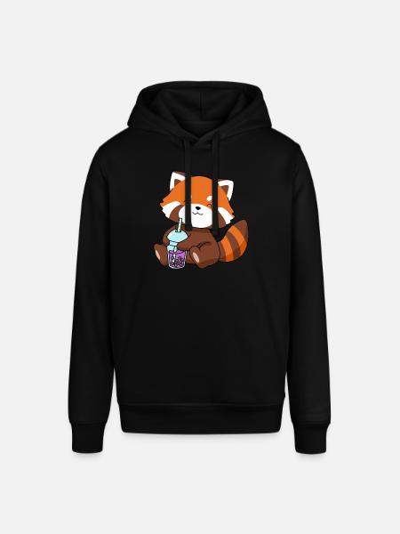 Röd panda bubbla te gåva Boba te röd panda - Luvtröja SOUNDER unisex från Stanley/Stella - svart