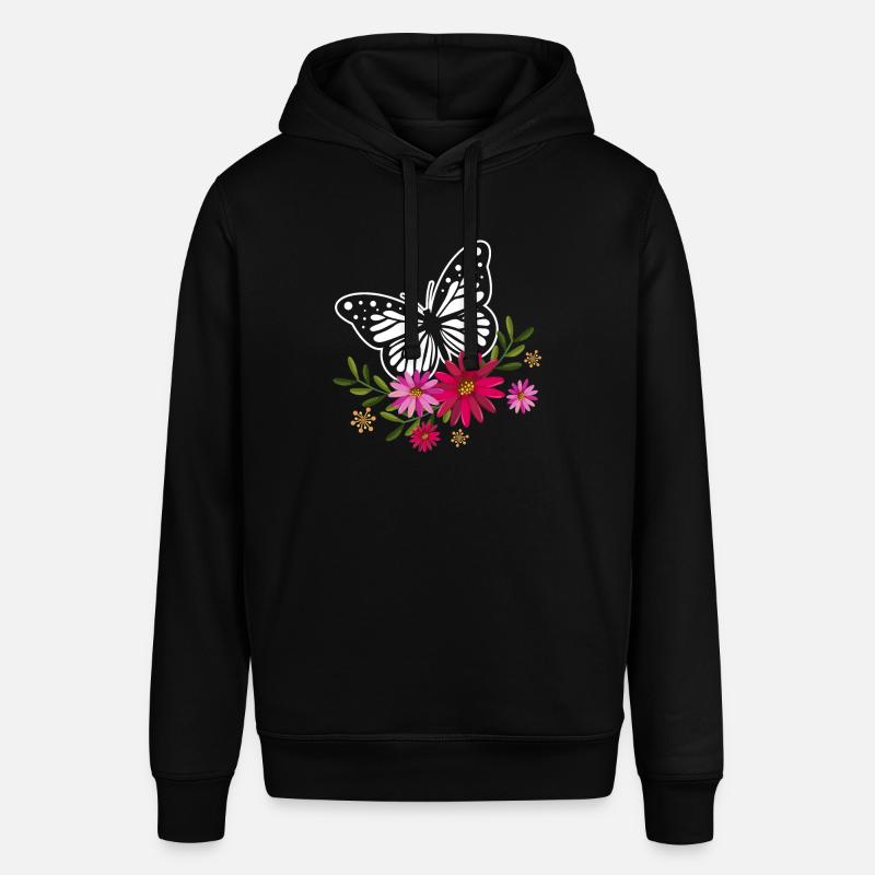 Papillon avec des fleurs - Sweat à capuche SOUNDER Stanley/Stella Unisexe - noir