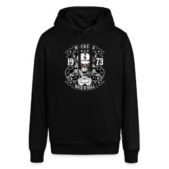 Rockabilly Vintage Rocker Rock N Roll Psychobilly - Stanley/Stella Unisex Hoodie SOUNDER - Schwarz - Vorne - Alina (178cm) & Michal (187cm)