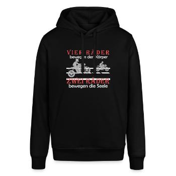 Motorrad Spruch, Motorrad fahren, Biker - Stanley/Stella Unisex Hoodie SOUNDER - Schwarz - Vorne - Alina (178cm) & Michal (187cm)