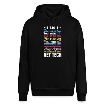 Lustiges Tierarzthelferin Tierarzthelfer Geschenk - Stanley/Stella Unisex Hoodie SOUNDER - Schwarz - Vorne - Alina (178cm) & Michal (187cm)