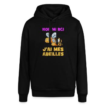 No Merci J'Ai Mes Abeilles Apiculteur Apicultrice - Stanley/Stella Unisex Hoodie SOUNDER - Schwarz - Vorne - Alina (178cm) & Michal (187cm)