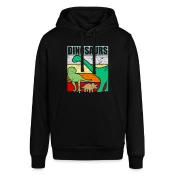 Dinosaurier - Stanley/Stella Unisex Hoodie SOUNDER - Schwarz - Vorne - Alina (178cm) & Michal (187cm)
