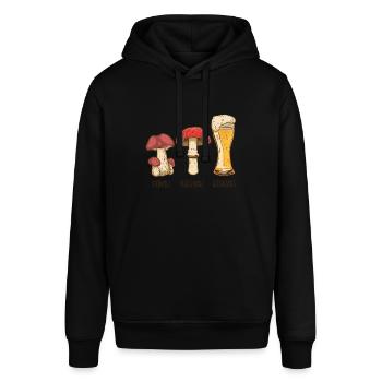 Pilze und Bier Pils Glückspilz Funshirt Saufen - Stanley/Stella Unisex Hoodie SOUNDER - Schwarz - Vorne - Alina (178cm) & Michal (187cm)