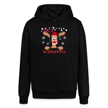Frohe Weihnachten Rentier Schnee Geschenkideen - Stanley/Stella Unisex Hoodie SOUNDER - Schwarz - Vorne - Alina (178cm) & Michal (187cm)