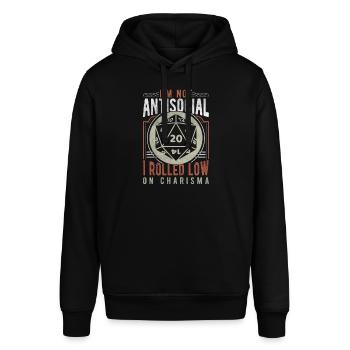 Antisocial Low On Charisma Tabletop Gaming RPG - Stanley/Stella Unisex Hoodie SOUNDER - Schwarz - Vorne - Alina (178cm) & Michal (187cm)
