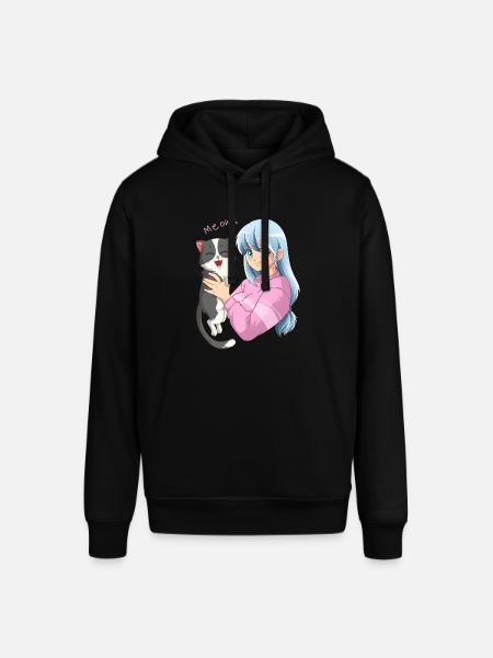 Anime Neko Cat Girl I Waifu Pastel Kawaii Anime Gi - Felpa con cappuccio unisex SOUNDER di Stanley/Stella - nero