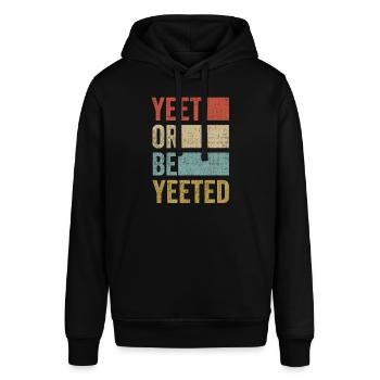 YEET OR BE YEETED Meme Internet Gag Spruch Slogan - Stanley/Stella Unisex Hoodie SOUNDER - Schwarz - Vorne - Alina (178cm) & Michal (187cm)