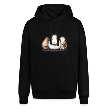 Drei Meerschweinchen - Stanley/Stella Unisex Hoodie SOUNDER - Schwarz - Vorne - Alina (178cm) & Michal (187cm)