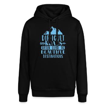 Inspirierender Motivierender Spruch Positiv Denken - Stanley/Stella Unisex Hoodie SOUNDER - Schwarz - Vorne - Alina (178cm) & Michal (187cm)