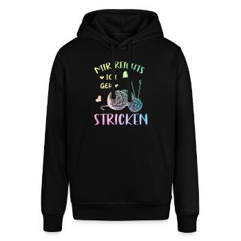 Strickerin Geschenk | Mir Reichts Ich geh Stricken - Stanley/Stella Unisex Hoodie SOUNDER - Schwarz - Vorne - Alina (178cm) & Michal (187cm)