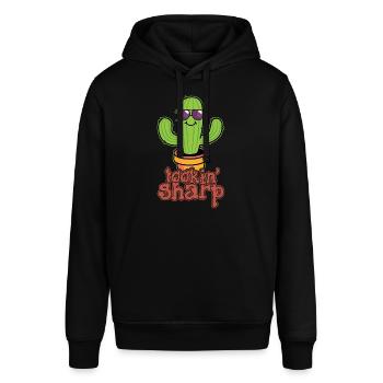 Kaktus Pflanze Looking Sharp - Stanley/Stella Unisex Hoodie SOUNDER - Schwarz - Vorne - Alina (178cm) & Michal (187cm)