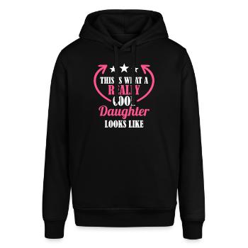Wirklich coole Tochter - Stanley/Stella Unisex Hoodie SOUNDER - Schwarz - Vorne - Alina (178cm) & Michal (187cm)