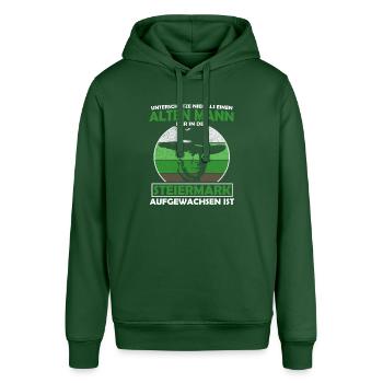 Unterschätze Niemals Einen Alten Mann Steiermark - Stanley/Stella Unisex Hoodie SOUNDER - Flaschengrün - Vorne - Alina (178cm) & Michal (187cm)