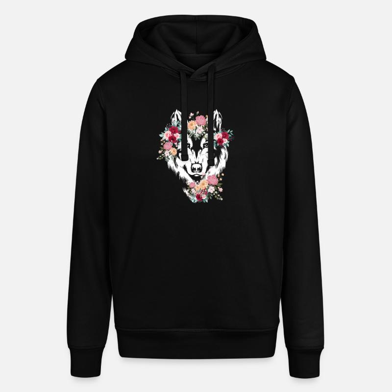 Wolf Wolfskopf Fleurs Déco - Sweat à capuche SOUNDER Stanley/Stella Unisexe - noir