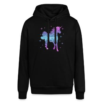 Einhorn Geschenk Mädchen Frauen Glitzer Unicorn - Stanley/Stella Unisex Hoodie SOUNDER - Schwarz - Vorne - Alina (178cm) & Michal (187cm)