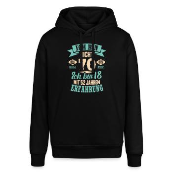 70. Geburtstag Lustiges Ich bin nicht 70 Jahre - Stanley/Stella Unisex Hoodie SOUNDER - Schwarz - Vorne - Alina (178cm) & Michal (187cm)