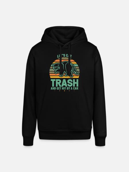 Retro Vintage Racoon Laat Eten - Stanley/Stella Uniseks biologische hoodie SOUNDER - zwart