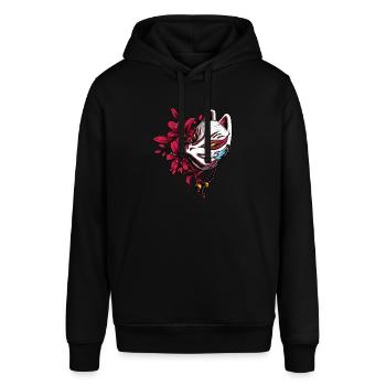 Kitsune maske - Stanley/Stella Unisex Hoodie SOUNDER - Schwarz - Vorne - Alina (178cm) & Michal (187cm)