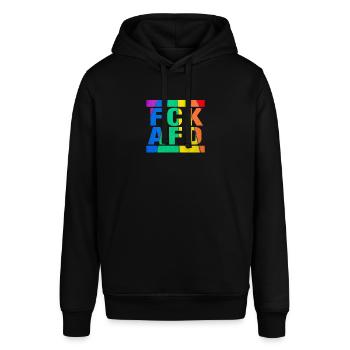 Gegen Nazis - FCK AFD - Gegen Rechts - LGBTQ - Stanley/Stella Unisex Hoodie SOUNDER - Schwarz - Vorne - Alina (178cm) & Michal (187cm)