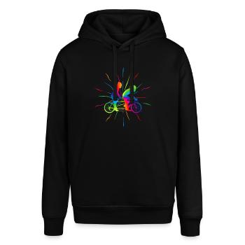 Tandem Fahrrad Regenbogen Tandemrad Paar - Stanley/Stella Unisex Hoodie SOUNDER - Schwarz - Vorne - Alina (178cm) & Michal (187cm)