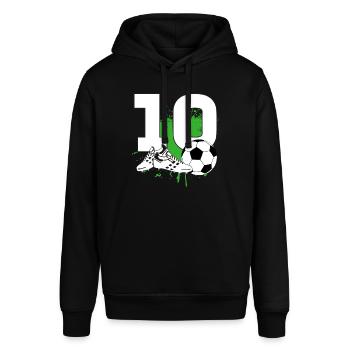 10. Geburtstag 10 Jahre Fußball Fußballspieler - Stanley/Stella Unisex Hoodie SOUNDER - Schwarz - Vorne - Alina (178cm) & Michal (187cm)