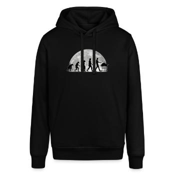 Grillen Evolution Mond Grillwurst Grill Grillen - Stanley/Stella Unisex Hoodie SOUNDER - Schwarz - Vorne - Alina (178cm) & Michal (187cm)
