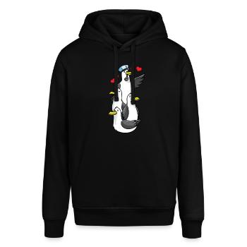 Sture Möwe Mittelmeermöwe Möwenvögel Nordsee - Stanley/Stella Unisex Hoodie SOUNDER - Schwarz - Vorne - Alina (178cm) & Michal (187cm)