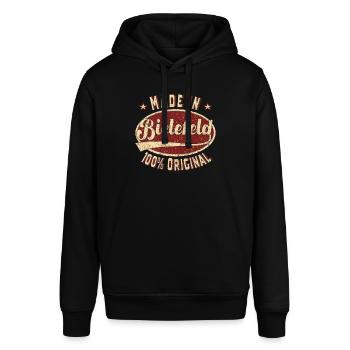 Made in Bielefeld 100 % original Bielefelder retro - Stanley/Stella Unisex Hoodie SOUNDER - Schwarz - Vorne - Alina (178cm) & Michal (187cm)