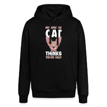 My Sphynx Thinks Youre Ugly Sphynx Katze Geschenk - Stanley/Stella Unisex Hoodie SOUNDER - Schwarz - Vorne - Alina (178cm) & Michal (187cm)