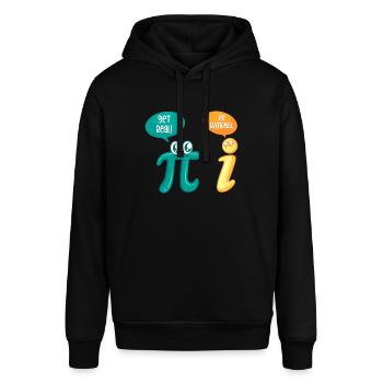 Mathe Witz Pi Get Real be rational Mathematiker - Stanley/Stella Unisex Hoodie SOUNDER - Schwarz - Vorne - Alina (178cm) & Michal (187cm)