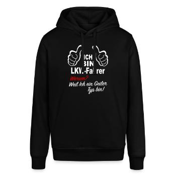 LKW Fernfahrer - Geiler LKW-Fahrer Geschenkidee - Stanley/Stella Unisex Hoodie SOUNDER - Schwarz - Vorne - Alina (178cm) & Michal (187cm)